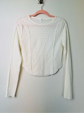 Nordstrom BP Cream Eyelet Long-Sleeve Tee